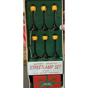 VINTAGE NEW  Dept 56 Street Lamp Set 6 2" Lamps 60" Battery Operated 3636-6